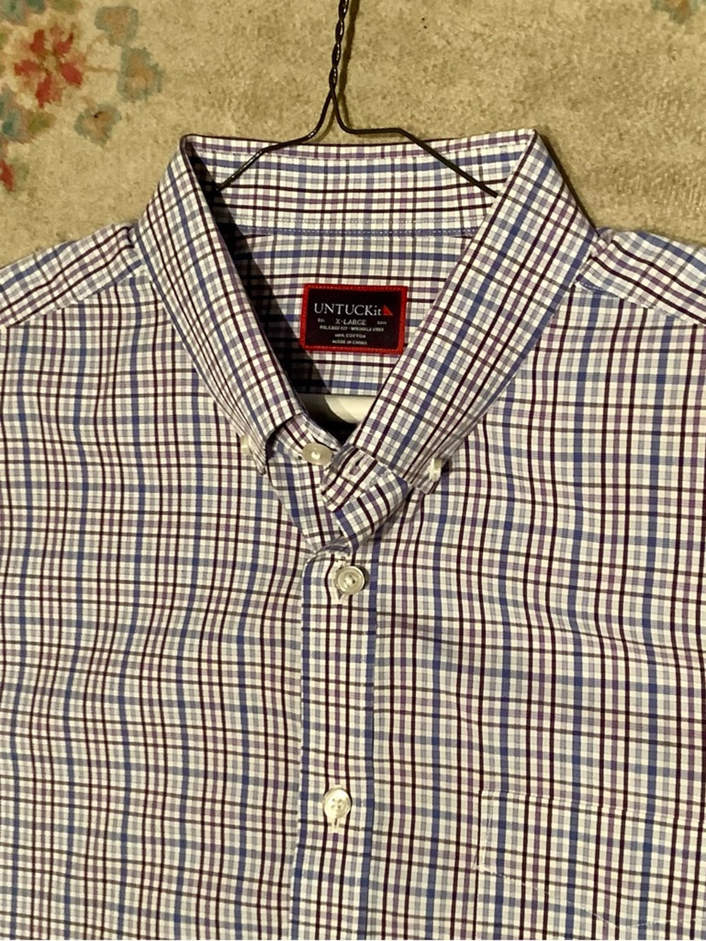 UNTUCKit Men’s Button-Down Multicolored Plaid Shirt Sz Med EUC